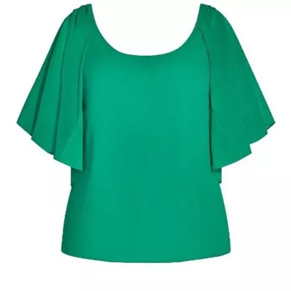City Chic top spice market green stone flowy oversized blouse plus size 22 new!! - Picture 1 of 9
